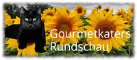 Header Newsletter Gourmetkaters Rundschau (Schwarzer Kater vor Sonnenblumen